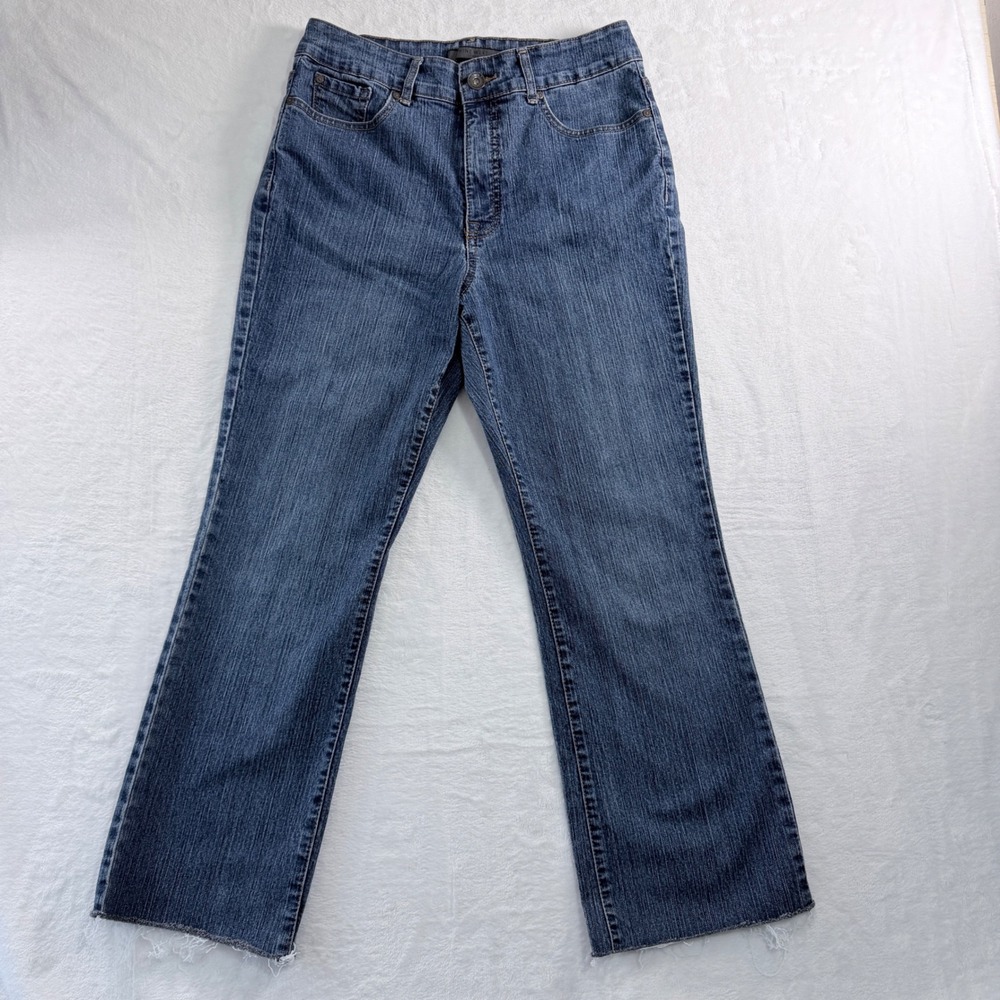 Nine West Jeans Bootcut Blue Raw Hem Five Pocket Size 12/30